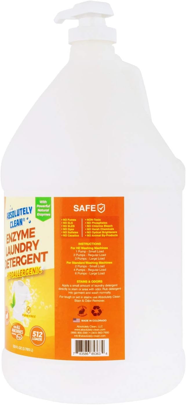 Amazing Natural Based Laundry Detergent - Powerful Natural Enzymes - USA Made (128oz Bottle)