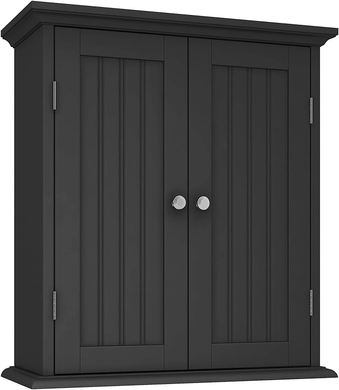 ChooChoo Bathroom Wall Cabinet, Over The Toilet Space Saver Storage Cabinet, Medicine Cabinet with 2 Door and Adjustable Shelves, Cupboard, Navy Blue