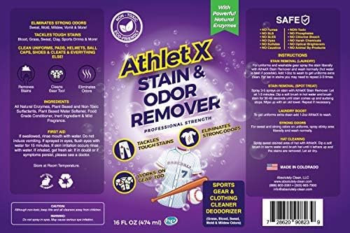 AthletX Amazing laundry detergent liquid Sports Wear Stain & Odor Remover - Grass, Blood & Sweat Stains & Odors - Workout Clothes - Natural Enzymes - USA Made