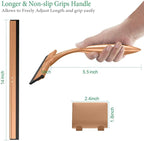OPERNEE Shower Squeegee with Self Adhesive Hook, 14 Inches Stainless Steel Squeegee Cleaner, All-Purpose Window Scraper for Bathroom Doors, Mirror, Windows and Car Glass, Rose Gold