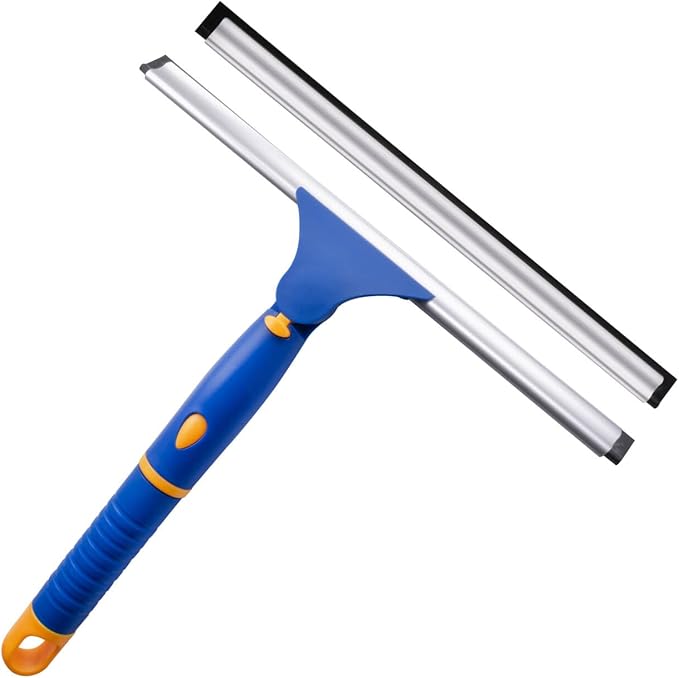 ITTAHO Shower Squeegee for Glass Doors, All-Purpose Anti-Slip Window Squeegee with 2 Blades, Window Cleaner Tool for Shower Doors, Windows, Bathroom and Car Windshields