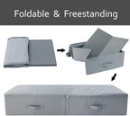 39.4"X 16.9"X 7", Jumbo Size 7" High Under Bed Storage Bins with 3-side Zip Open, Collapsible & Breathable for King Queen Size Beds Containers for Shoes, Bedding, Light Gray