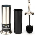 J&V TEXTILES Toilet Brush, Toilet Bowl Brush with Extra Long Handle Durable Bristles Toilet Scrubber and Covered Holder for Toilet Brush Set for Bathroom Cleaning (Brushed Satin Nickel)