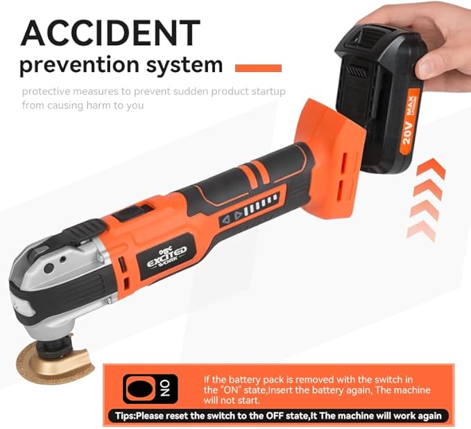 20V Cordless Oscillating Tool Kits, LAZYLAND Brushless Oscillating Multitool with 6-variable speed, Battery and accessories for Cutting, Grinding, Scraping, Sanding