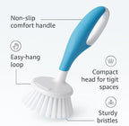 Non-Slip Grip Small Handy Scrubber, Blue – Compact Handheld Cleaning Brush for Sink, Counter, Tile and Tub, Durable Bristles for Everyday Household Scrubbing