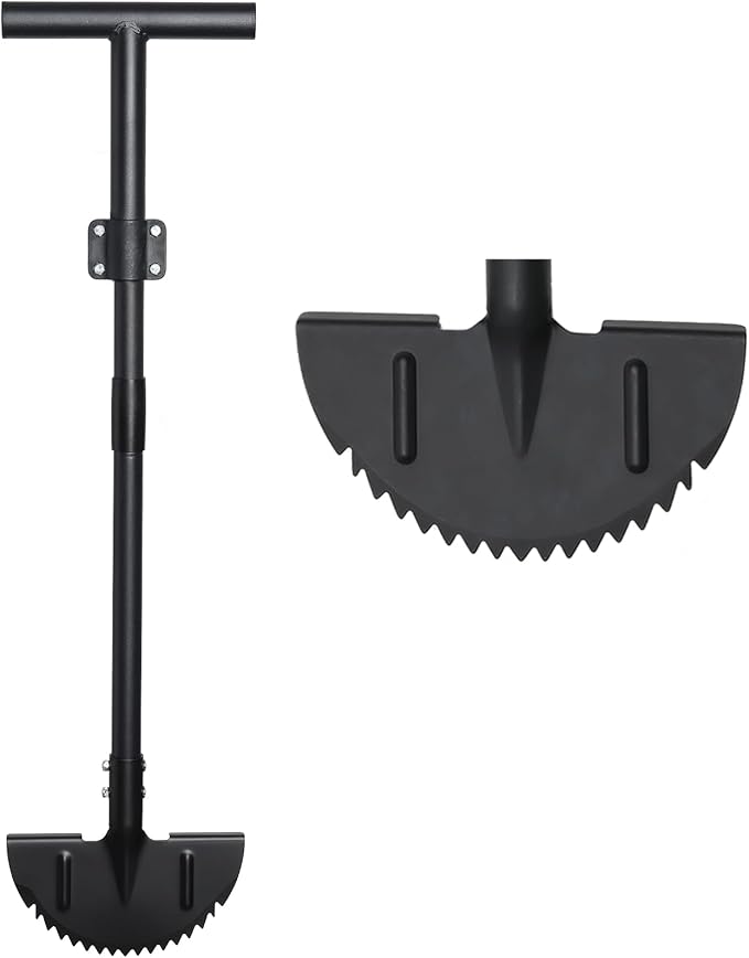 Edger Lawn Tool, Manual Garden Edger Long Handle 40-48 inch, Steel Hand Saw-Tooth Border Sidewalk Landscape Yard Grass Weed Half Moon Edger Shovel for Lawns