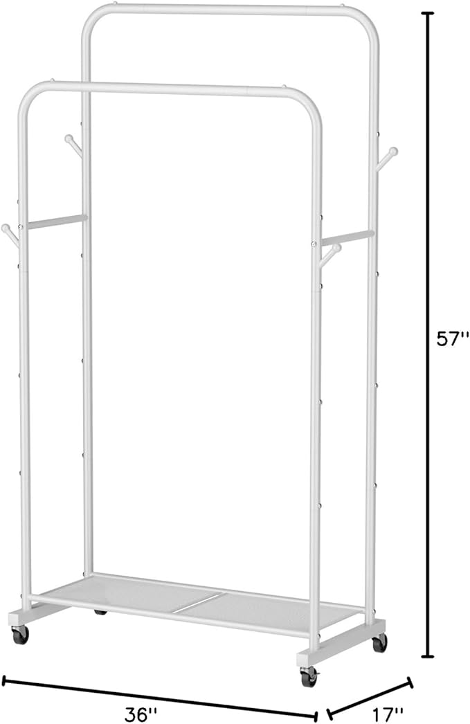 Golpart Clothes Garment Coat Rack Drying Clothing Racks Metal Freestanding for Hanging Clothes Portable Closet for Laundry Bedroom White