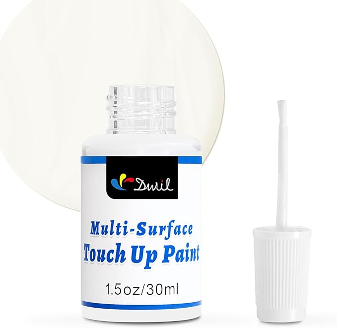 DWIL White Touch Up Paint - Multi Surface Touch Up Paint Pen, Scratch Repair for Wall, Door, Cabinets, Metal, Appliance, Wood, Furniture, 1.5 Fl Oz (Semi Gloss, Floral White)