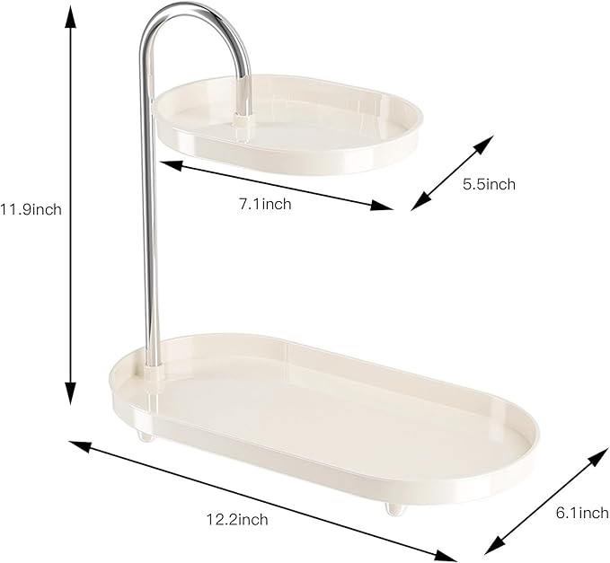 Bathroom Sink Vanity Trays, Skincare Storage Rack Small Countertop Perfume Organizer Lazy Susan Makeup Organizer, White