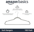 Amazon Basics Slim Velvet Non-Slip Space Saving Suit Clothes Hangers for Closet Organization, Gray/Silver, 100-Pack