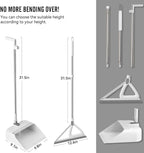 Household Broom with Dustpan, Squeegee Broom for Floor, Aluminum Handle for Floor, Glass, and Tile (White M1)