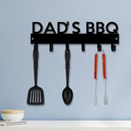 Personalized BBQ Cooking Utensils Wall Hooks Rack for Dad Custom Grilling Tool Organizer Barbecue Tool Metal Storage Holders Grill Cutlery Hanger Father's Day Utensils Hanging Hooks (Style 1)
