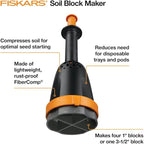Fiskars Soil Block Maker for Garden Seeds with Natural Air Pruning, Eco Friendly Soil Blocking Gardening Tool for Germinating Seeds