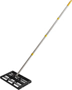 17"x10"Lawn Leveling Rake with Aluminum Rollers, Stainless Steel Yard Lawn Leveler Tool with Adjustable Long Handle, Yard Leveling Rake Suit, Levelawn Tool for Soil, Grass, Golf Course, Garden, Farm