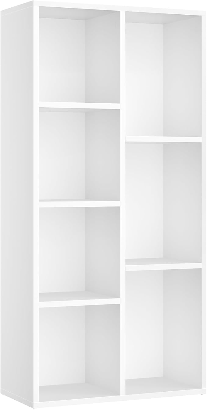 VASAGLE Bookcase, Bookshelf with 7 Compartments, Freestanding Shelves and Cube Organizer, for Display in Living Room, Bedroom, and Home Office, White ULBC27WT