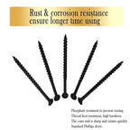 Coarse Thread Drywall Screw, #8 x 2-3/8", Black Phosphate Coated, Bugle Head Phillips Drive, Fast Self Tapping, Sharp Point, Ideal Screw for Drywall Sheetrock, Wood, and More, 40 Pieces