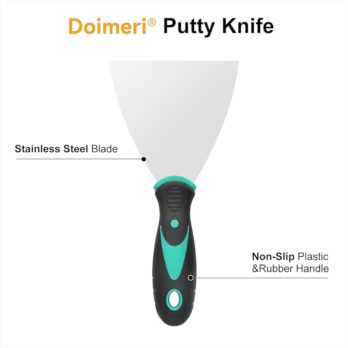 6 Pack Putty Knife, 1” 1.5” 2” 3” 4” 5” Spackle Knives, Premium Stainless Steel Paint Scraper, Perfect Tools for Repairing Drywall, Removing Wallpaper, Applying Mud or Plaster