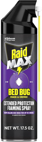 Raid Max Bed Bug Crack & Crevice Extended Protection Foaming Spray, Kills Bed Bugs for up to 8 weeks on Laminated Woods and Surfaces, 17.5 oz