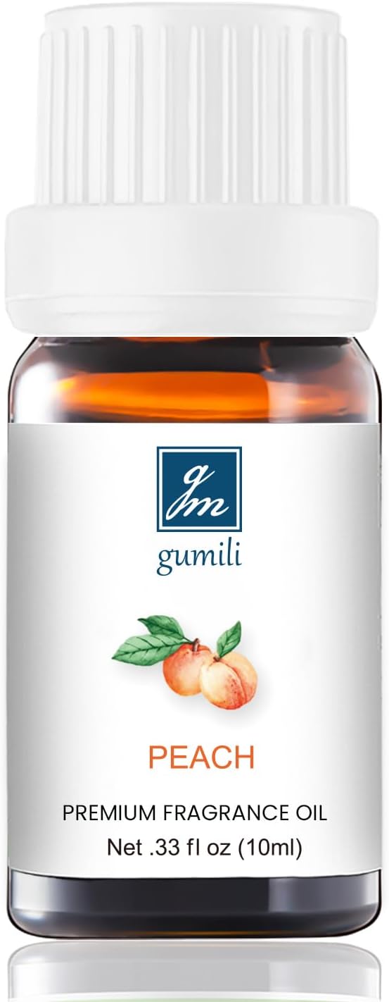Peach Oil - Pure Organic Scent for for Aromatherapy, Diffusers, Spray, Skin & Hair Care, Massage, DIY Candles & Soap, Perfume - Fruity Fragrance, 10mL