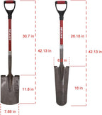 KYLIN 14-Gauge Heavy Duty Shovels Set,2-Piece Fiberglass D-Handle Spade,16” Drain Landscping Shovel, for Gardening, Cleaning Out Ditches, Laying Cable Channels, Construction and Landscaping Industry.