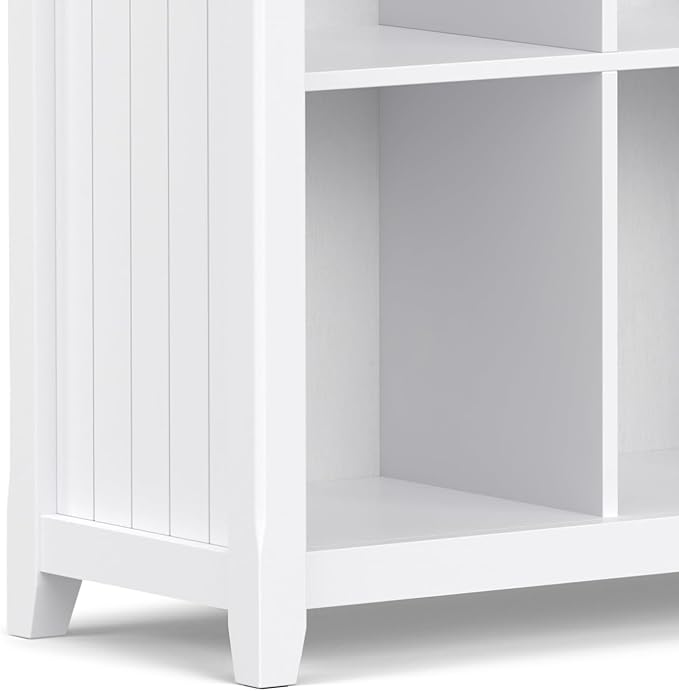SIMPLIHOME Acadian Bookcase - 44 inch Tall 9-Cube Solid Wood Cube Organizer in White, Transitional Bookcase Storage for Living Room, Study Room or Office with Fixed Shelves and Tapered Legs