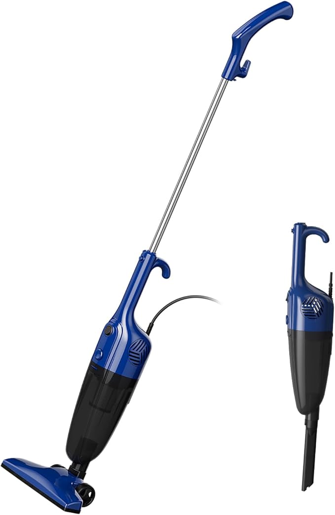 Stick Lightweight Vacuum Cleaner for Home & Apartment, Corded Handheld vac Cleaners with Crevice Tool, Perfect Household Vacuum Cleaners for Carpet, pet Hair, Hardwood Floor (Blue)