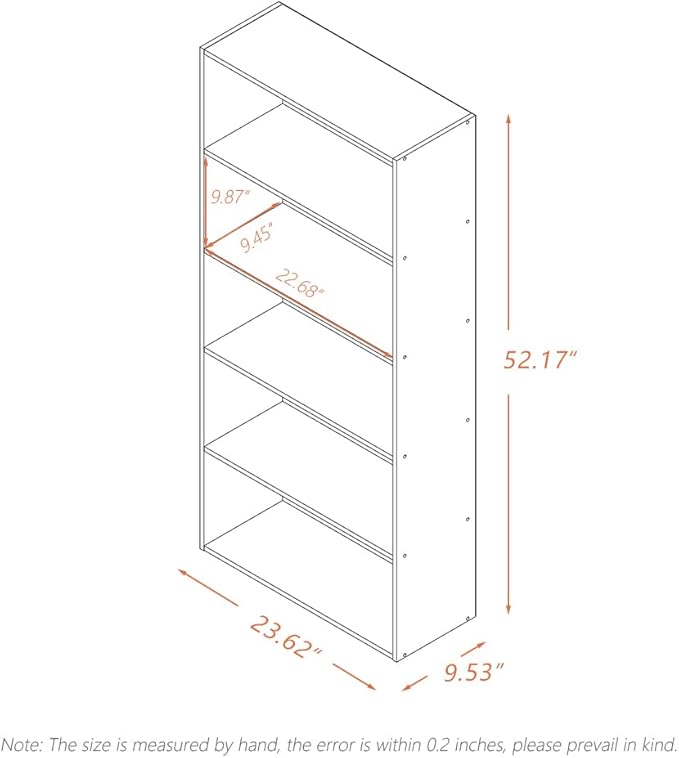Basic Open Shelf Bookcase - 5-Tier Wooden Cube Storage Shelves Split Bookshelf, White