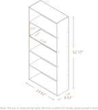 Basic Open Shelf Bookcase - 5-Tier Wooden Cube Storage Shelves Split Bookshelf, Oak