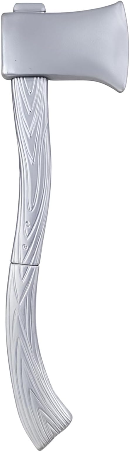 24 inch Silver Plastic Axe Prop – Fake Costume Hatchet, 2-Piece Detachable Design, Halloween Party Decoration & Cosplay Toy Weapon Great for Family Use