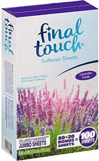 Lavender Fields Scented Fabric Softener Dryer Sheets by Final Touch | Softens & Freshens Laundry | Controls Wrinkles & Static Cling | Repels Lint & Hair | Long-Lasting Fresh Scent | 100 Count