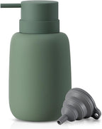 Green Soap Dispenser Bathroom,Ceramic Soap Dispenser Lotion Pump Dish Soap Dispenser for Kitchen,16oz Refillable Liquid Hand Wash Dispenser for Bathroom (Rubber Paint)