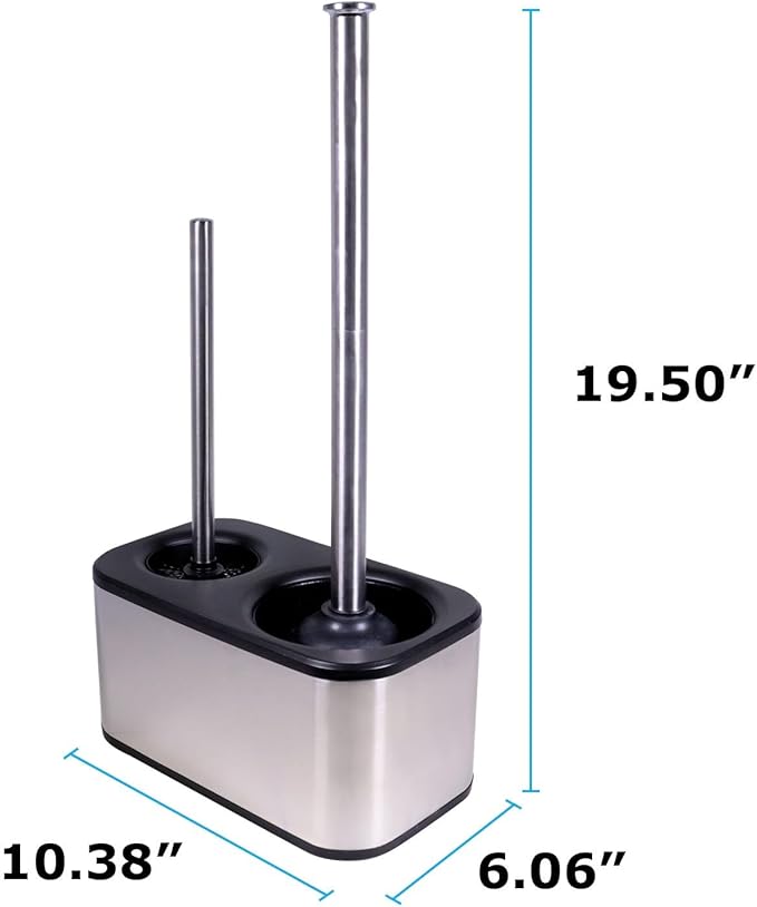 Blue Donuts Toilet Brush and Plunger Set with Holder, Sleek Minimalist Modern Stainless Steel Bathroom Accessories Toilet Plunger and Toilet Bowl Brush Combo