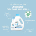 AspenClean Natural Dish Soap and Refill Unscented - 100% Natural, Organic, Baby-Safe, Pet-Friendly, Vegan, Cruelty-Free, Biodegradable - EWG VERIFIED & EcoCert Certified