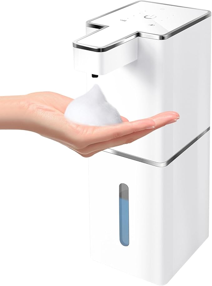Automatic Foaming Soap Dispenser Touchless 380ml/12.8oz Rechargeable Hand Soap Dispenser Wall Mounted 4 Levels Adjustable Foam Soap Pump for Bathroom Kitchen Dish Soap