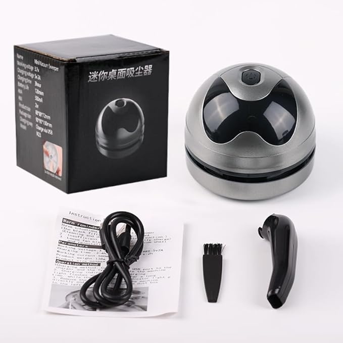 Desktop Vacuum Cleaner Mini,Cordless & Portable,Dust & Crumb Sweeper,Cute Cartoon Robot,USB Type C,Easy to Remove Dust/Hair/Pet Hair/Crumbs on Desktop/Table/Keyboard/Sofa and etc,Lightweight Design