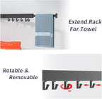 PLKO Retractable Clothes Drying Rack,Wall Mounted Clothes Hangers，Space Saver Laundry Drying Rack for Balcony,Laundry,Bathroom,Patio and Bedroom (2-Pole Black)