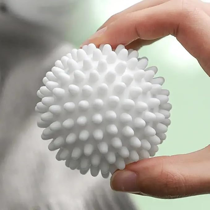 Reusable Laundry Dryer Balls, White Plastic Anti-Static Fabric Softener, Reduces Wrinkles, Sustainable Cleaning Supplies, Essential Washing & Drying Aid for Soft, 6 Pack, 2.36 in (White)
