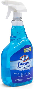 Clorox Foaming Glass Cleaner Trigger Spray, Streak Free No Drip Formula for Windows, Mirrors, and Glass Surfaces, All Purpose Household Cleaning Spray in Fresh Scent, 32 Ounce - 2 Pack