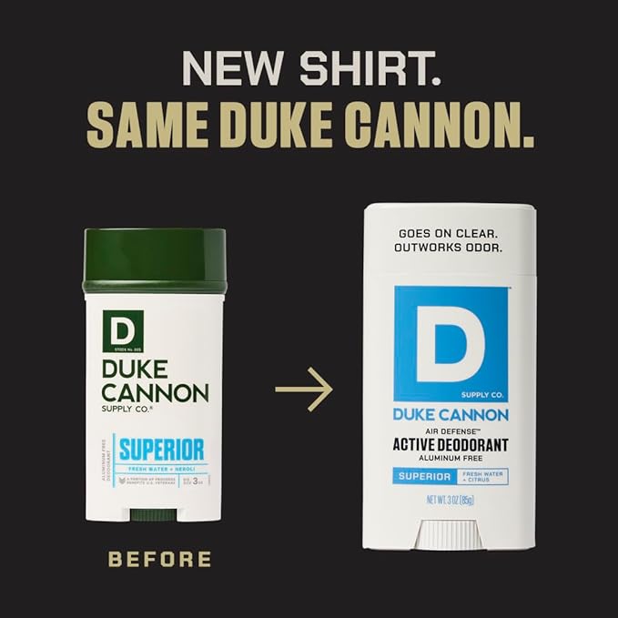 Duke Cannon Aluminum-Free Deodorant for Men - Air Defense, Fresh Water + Citrus, 3 oz – Long-Lasting, Clear Glide, Skin-Soothing Formula (Superior)