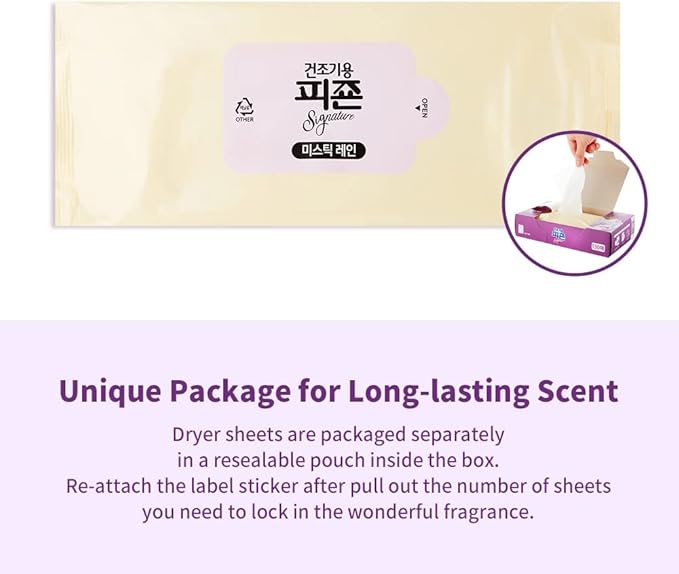 Pigeon Signature Dryer Sheets Laundry Fabric Softener, White Floral & Peach, Mystic Rain, Reduce Static Cling, Eliminate Strong Odor, Infused with Flower Essence, Safe for All, 130 Counts