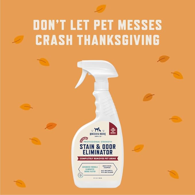 Rocco & Roxie Extreme Stain & Odor Eliminator for Strong Odor, Pet Urine Enzyme Cleaner Destroyer, Stain Remover, Dog Poop and Cat Pee, Enzymatic Carpet Cleaner Spray for Home, Puppy Potty Training