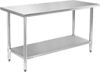 STABLEINK NSF Stainless Steel Table 30 x 60 Inches 5ft Metal Prep & Work Tables with Adjustable Undershelf, for Commercial Kitchen, Restaurant, Hotel, Laundry Room and Garage
