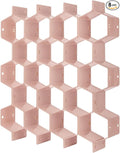 Poeland Drawer Divider Organizer Adjustable DIY Grid Honeycomb Drawer Divider for Underwear Belt Scarf Socks Pink