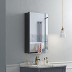 Quavikey Bathroom Medicine Cabinet with Mirror, Aluminum Surface Mount or Recessed Medicine Cabinet Mirror 16x26 Inch, Black
