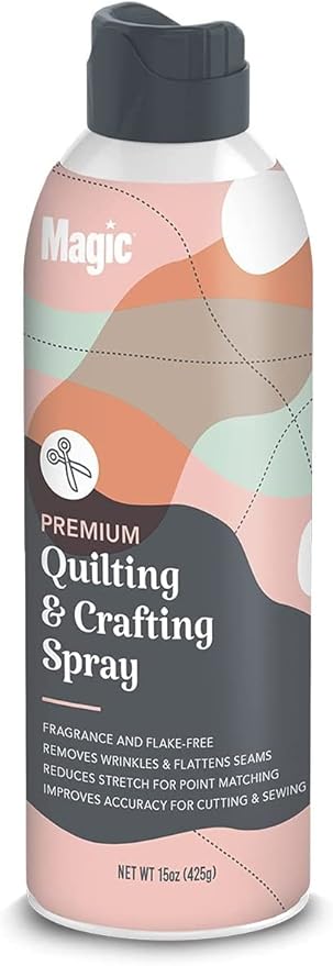 Magic Premium Quilting & Crafting Spray Can – Fabric Spray for Cutting, Creasing, & Sewing – Best Press Spray Starch for Quilting to Flatten Seams & Wrinkles – Wrinkle Spray (15oz Aerosol) 2 Pack