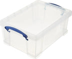 Really Useful Box Stackable 9 Liter Plastic Storage Container Bin with Snap Lid and Built-In Clip Lock Handles for Home & Office Organization (3 Pack)