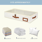 OrganiHaus Under Bed Storage Containers, Bedroom Storage and Organization Bins, Clothes Organizer for Closet with Clear Cover and Reinforced Handles - Set of 2 33x17x6 inches Off-White