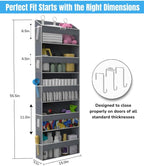 Over the Door Organizer with 5 Large Pockets & 10 Mesh Side Pockets – Durable Hanging Storage for Closet, Bathroom, Bedroom, and Pantry – Space Saving Door Storage with Sturdy Metal Hooks.