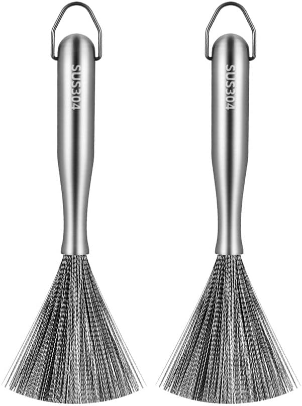 304 Stainless Steel Brushes, Instead of Traditional Steel Wool Scrubber, Metal Scrubber, Suitable for Removing Stubborn Messes from Cast Iron, Pots, Pans, Grill, Stoves, Gifts for mom (2PCS)