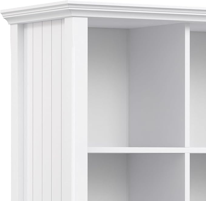 SIMPLIHOME Acadian Bookcase - 57 inch Tall 12-Cube Solid Wood Storage Display Unit in White, Transitional Cube Organizer for Living Room, Study Room or Office with Fixed Shelves and Tapered Legs